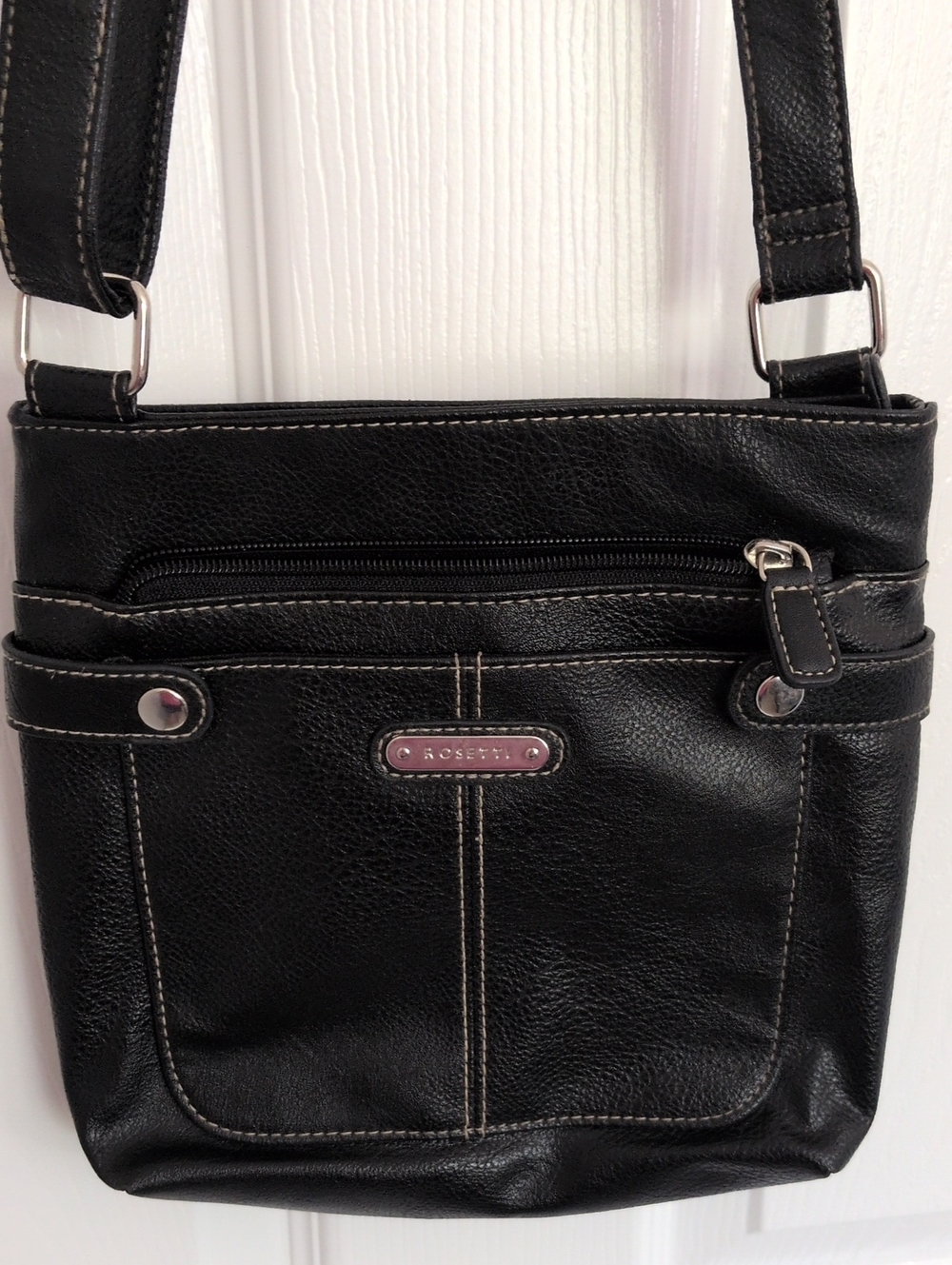 Rosetti Black Pebbled Faux Leather Crossbody